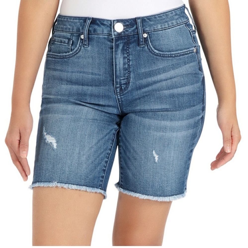 NWT Seven7 9" Inseam Sunset Bermuda Shorts, frayed & distressed